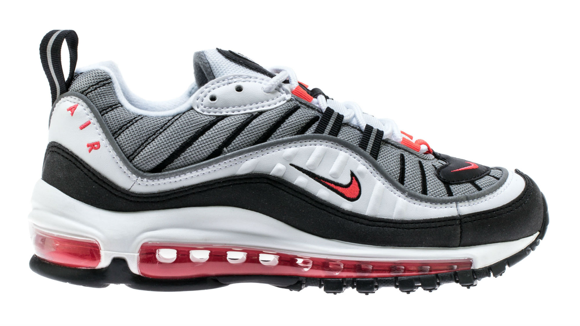 Air max 98 black white varsity red sale