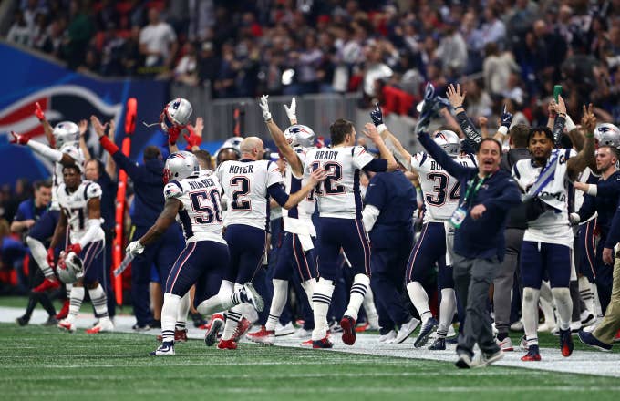 Tom Brady #12 of the New England Patriots celebrates