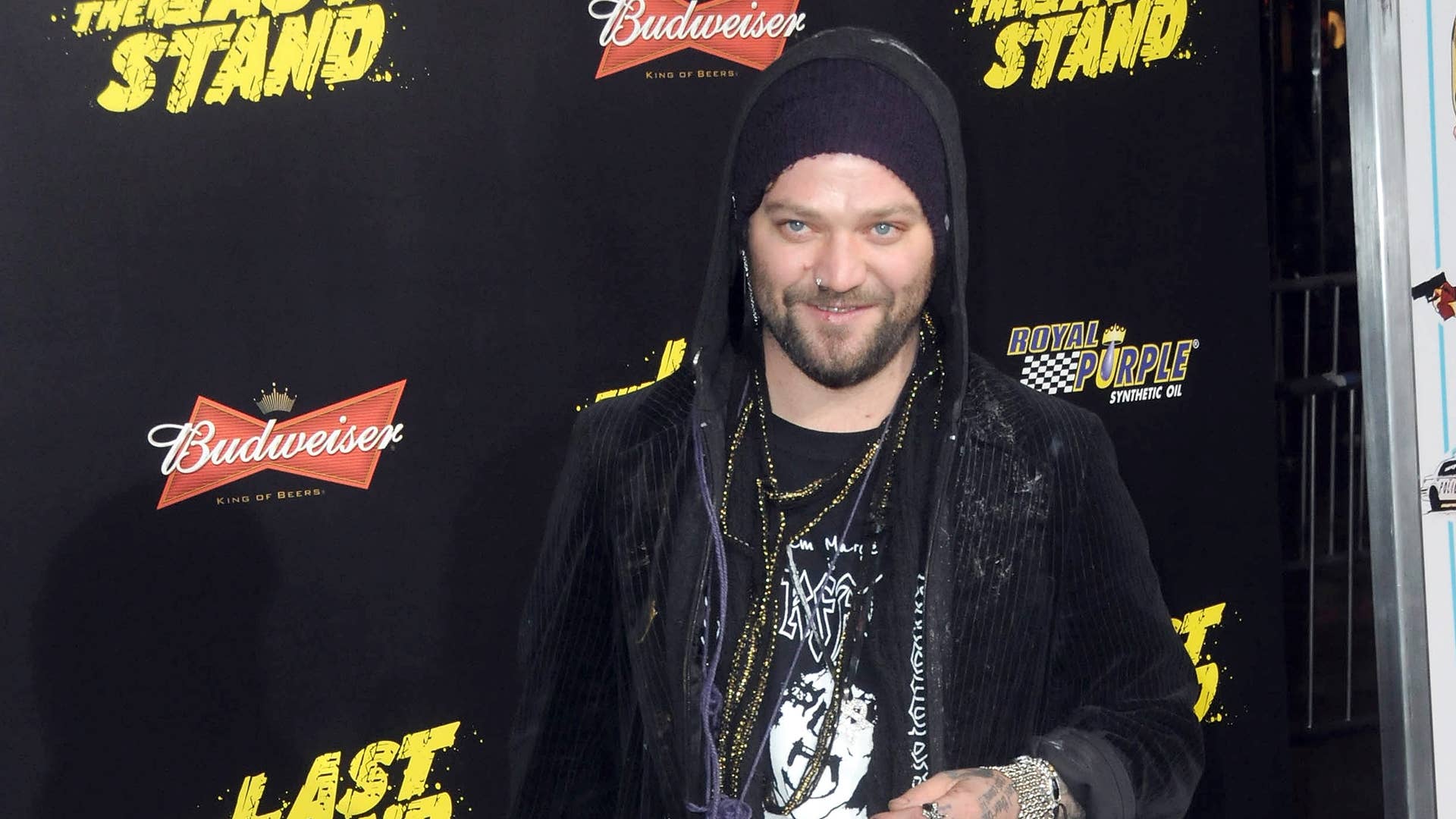 TV personality Bam Margera arrives for The Los Angeles Premiere of "The Last Stand"
