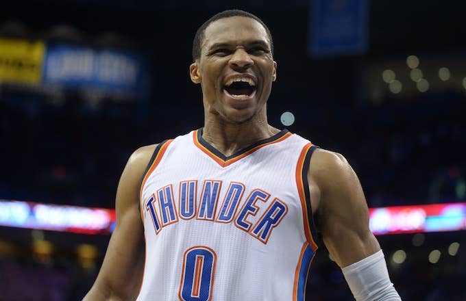 russell westbrook 3 point celebration