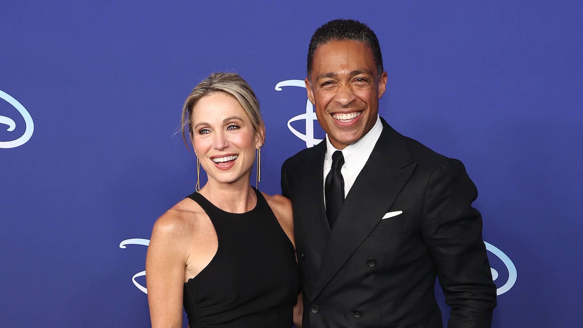 Amy Robach amd TJ Holmes attend the 2022 ABC Disney Upfront at Basketball City