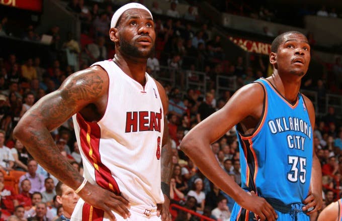 LeBron James and Kevin Durant during a game in 2011.