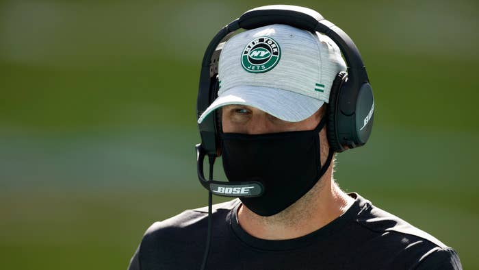 Head coach Adam Gase of the New York Jets looks on