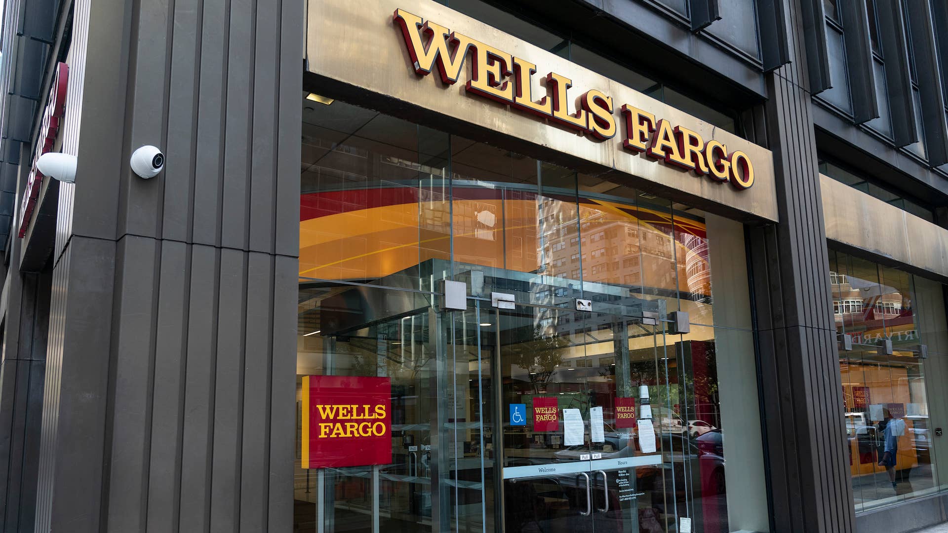 View of Wells Fargo Bank closed branch in Manhattan.