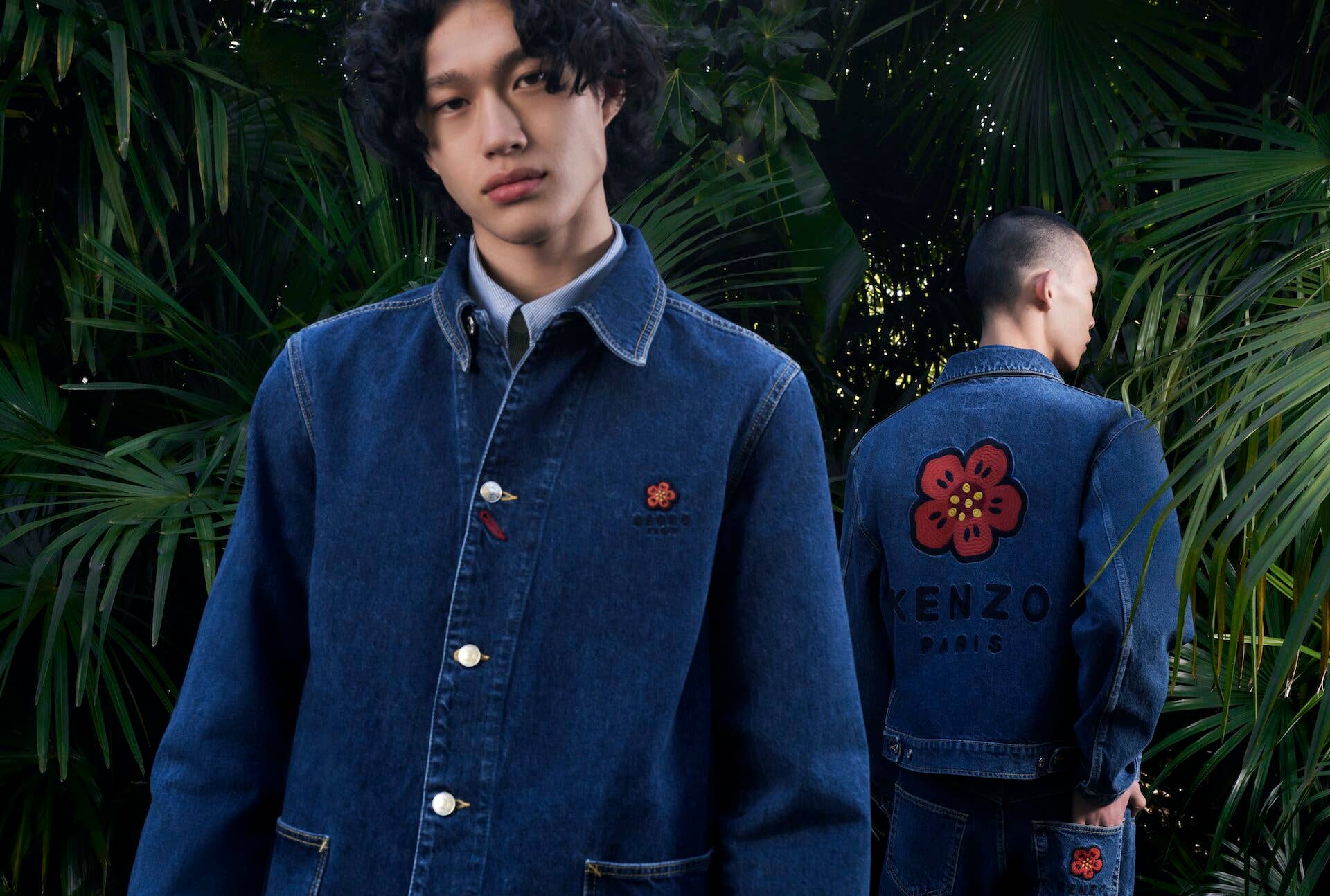 Kenzo - Printed Denim Jacket, Men, Blue