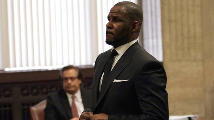 R Kelly is pictured in a court room