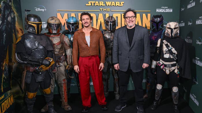Pedro Pascal and Jon Favreau attend &#x27;The Forge&#x27; experience inspired by the Star Wars series The Mandalorian.