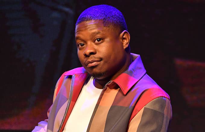 Jason Mitchell speaks onstage at Sony X Revolt &quot;Superfly&quot; Concert.