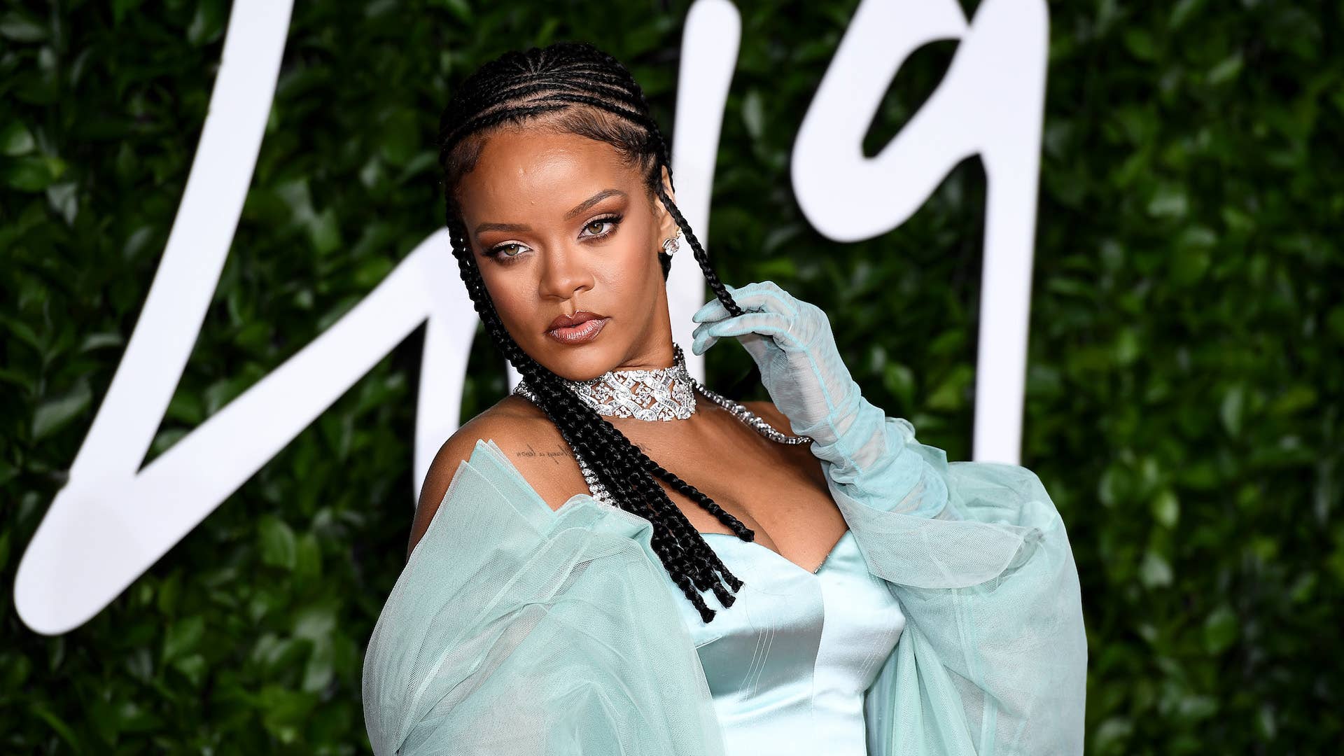 Rihanna arrives at The Fashion Awards 2019.