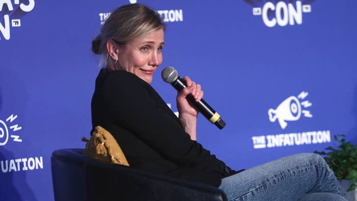 Cameron Diaz is seen speaking at an event