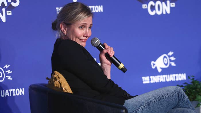 Cameron Diaz is seen speaking at an event