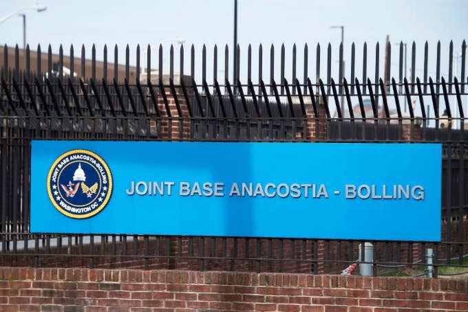 The front gate of Joint Base Anacostia Bolling