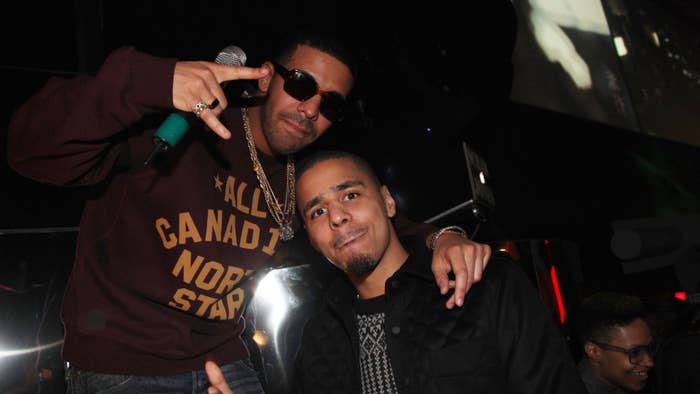 Rapper&#x27;s Drake and J. Cole attend First Down Friday at Sensu