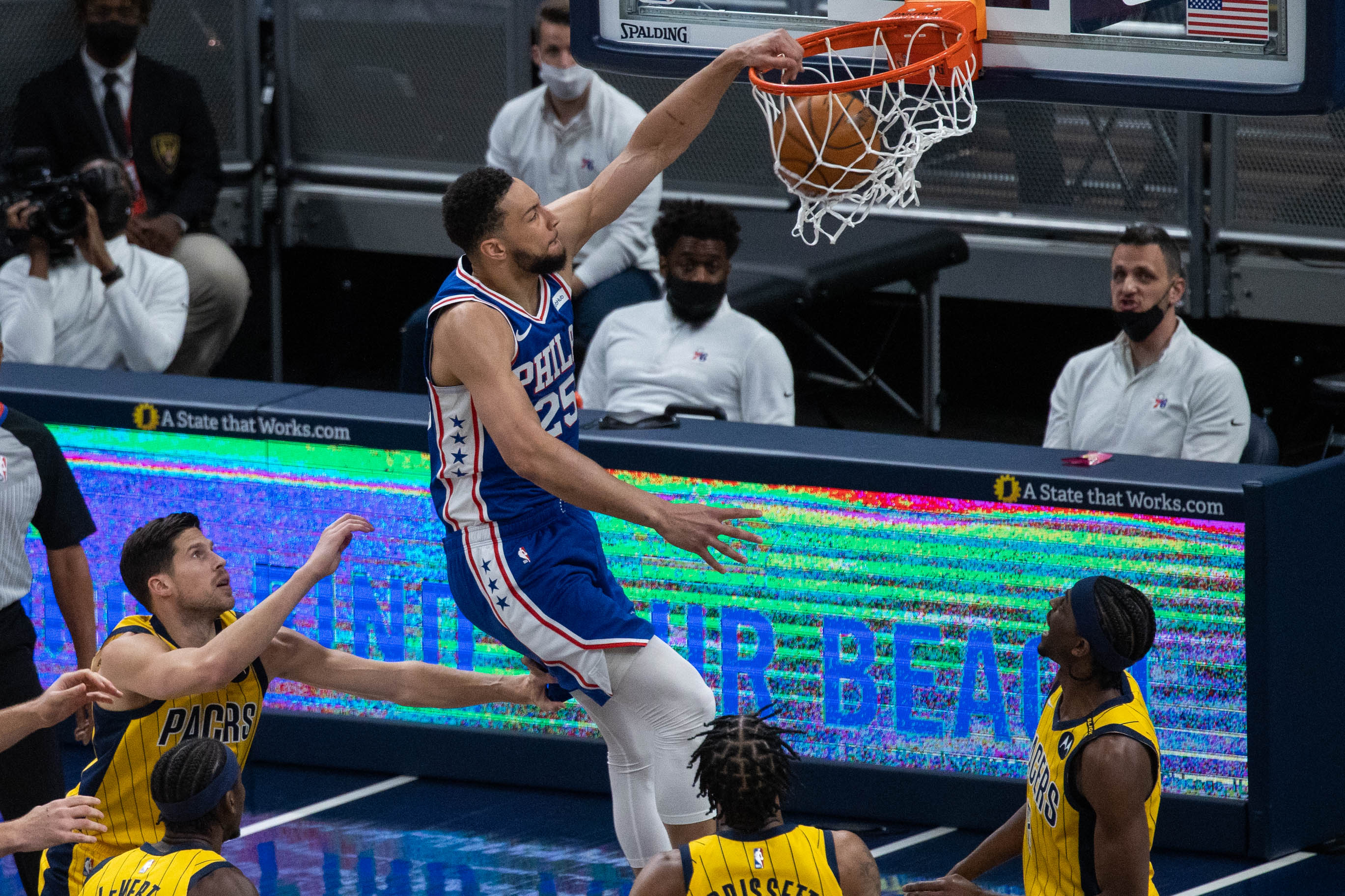 Ben Simmons Dunk Sixers Pacers 2021