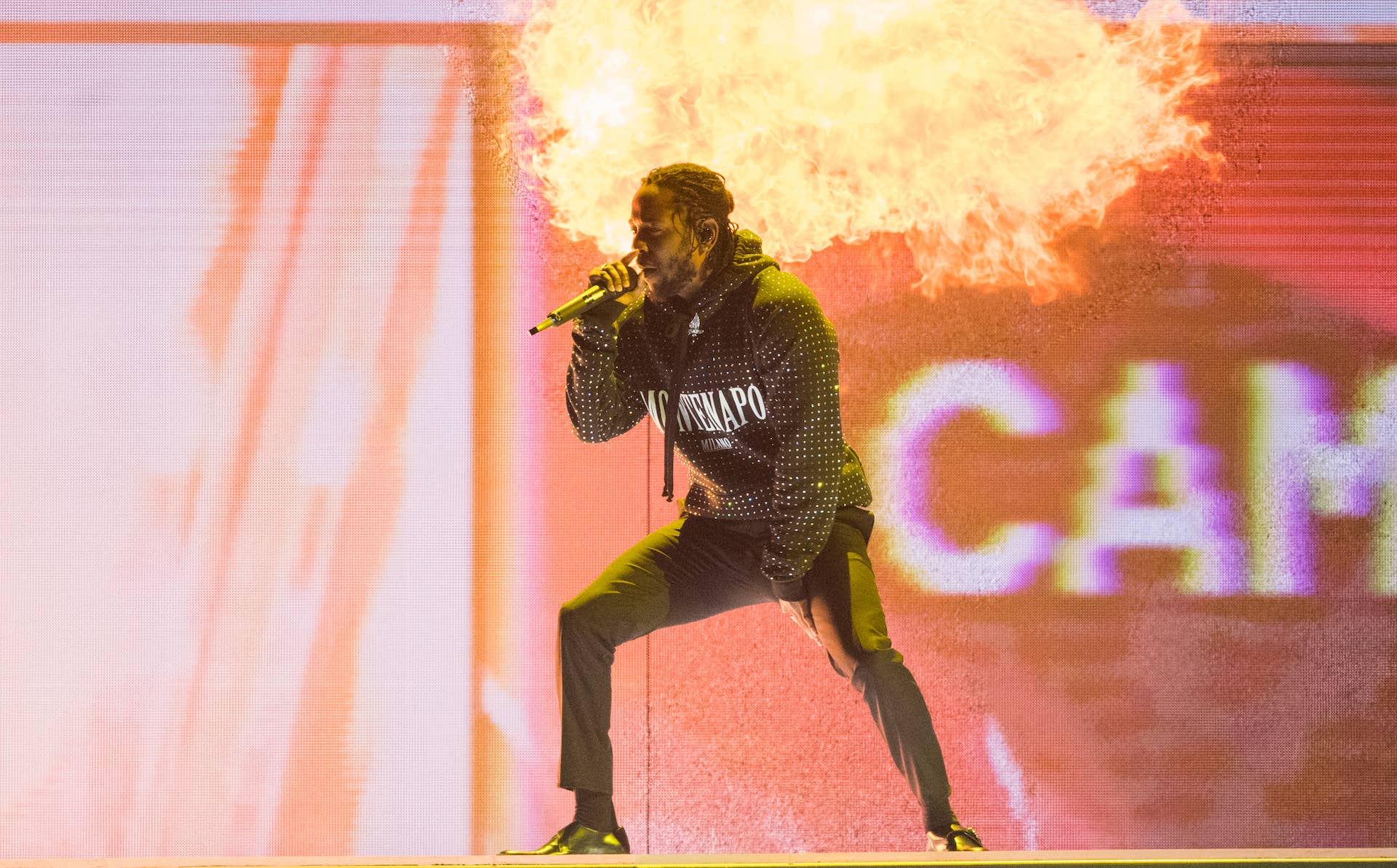 Kendrick Lamar performing live onstage