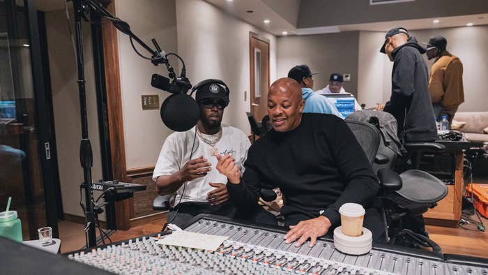 Dr. Dre and Diddy pictured in the studio together