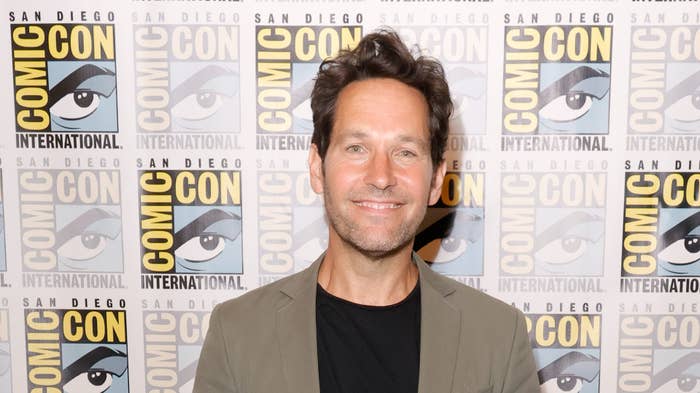 Paul Rudd attends the Marvel Cinematic Universe press line during 2022 Comic Con.