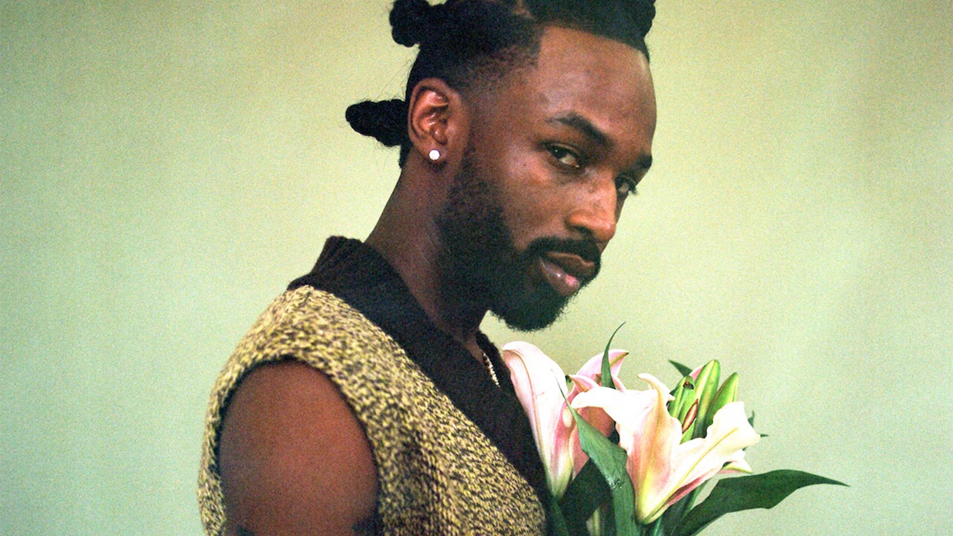 Jazz Cartier with pink lilies