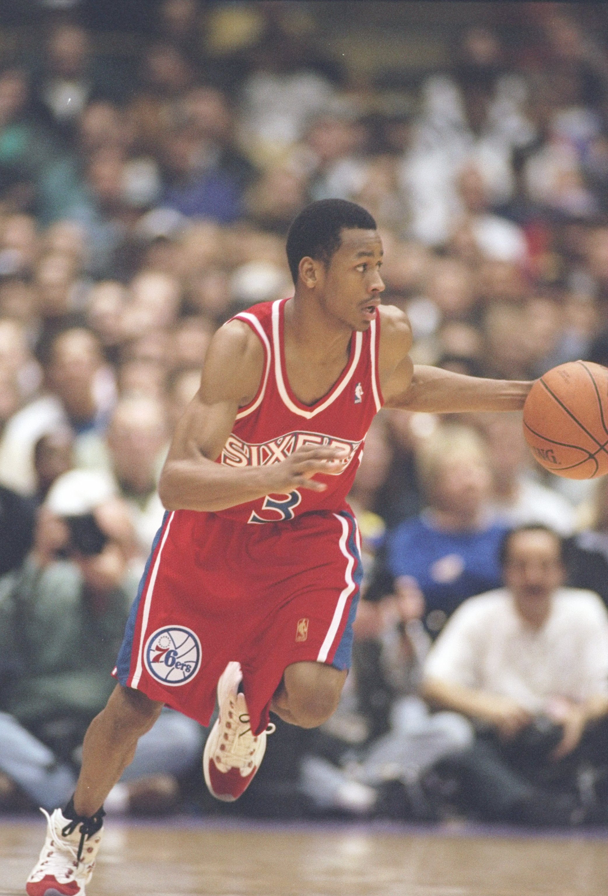 This is a photo of Allen Iverson in his 1996 season with the Sixers.