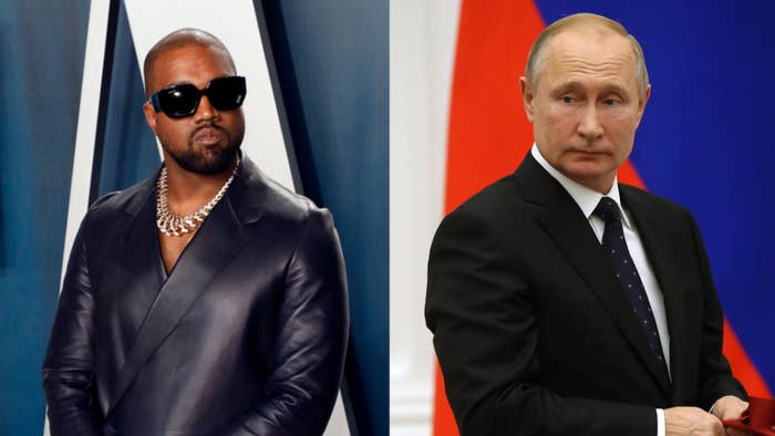 Kanye West and Putin are pictured