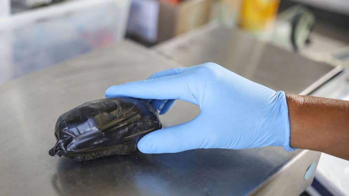 Fentanyl being weighed