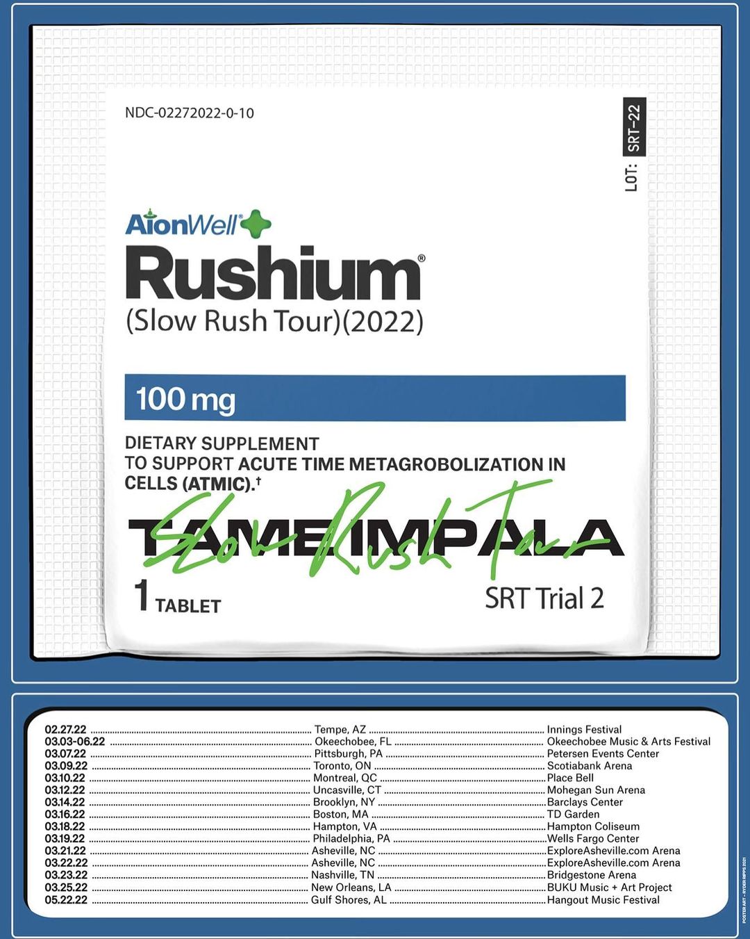 Tame Impala Slow Rush Tour flyer