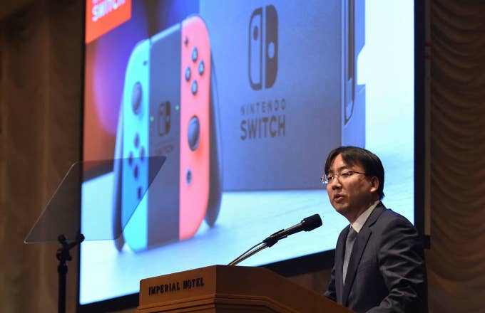Nintendo President Shuntaro Furukawa delivers a speech