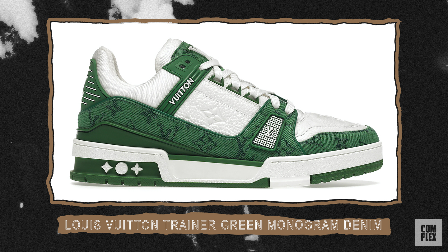 Louis Vuitton Trainer Sneaker Strips White Green Men's Sneakers Shoes