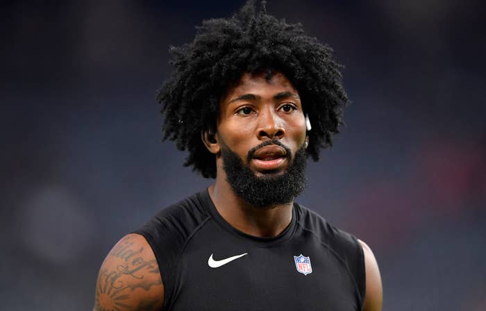 Las Vegas Raiders' cornerback Nate Hobbs before game against the Kansas City Chiefs