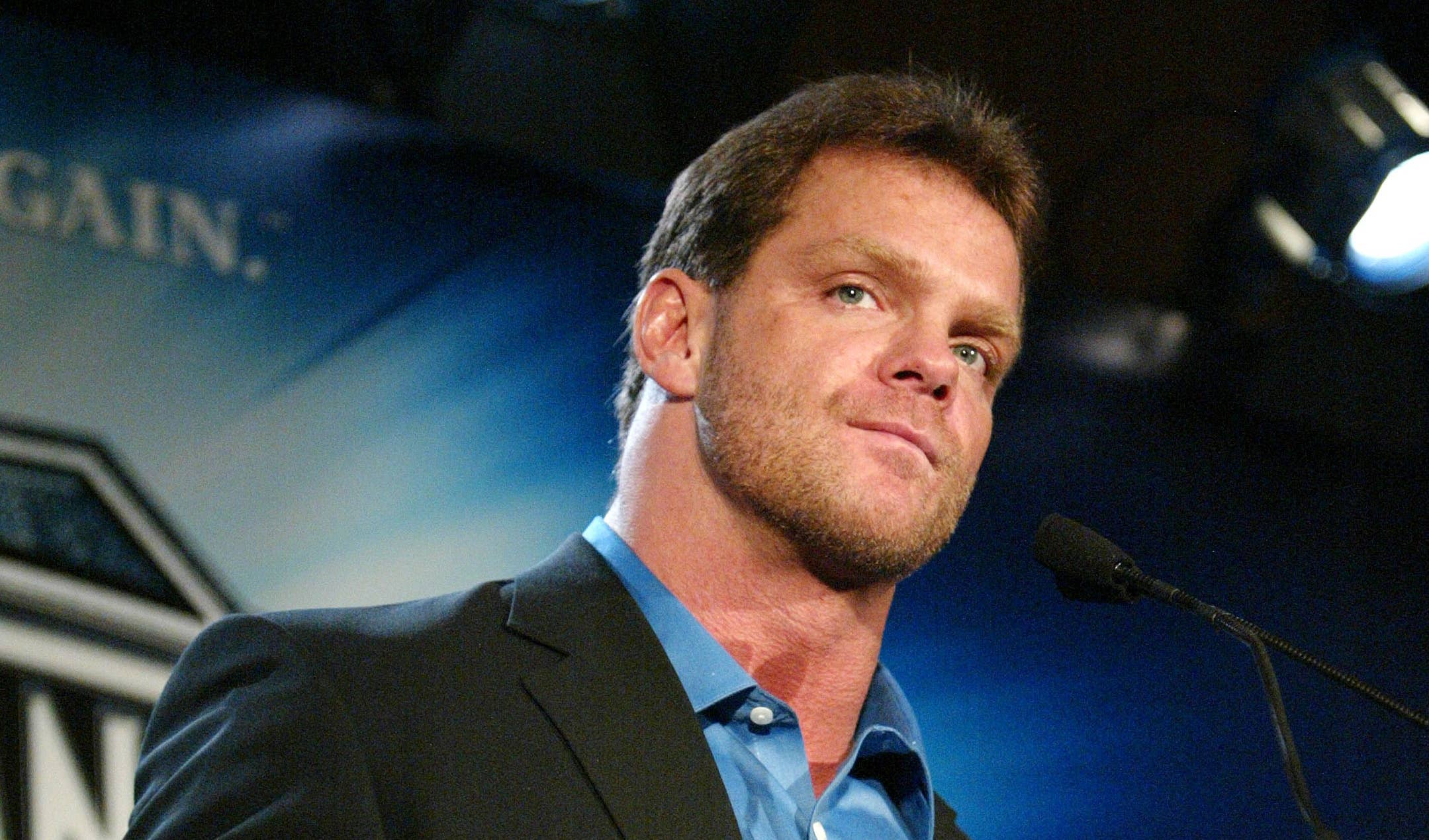 Chris Benoit attends a press conference to promote Wrestlemania XX