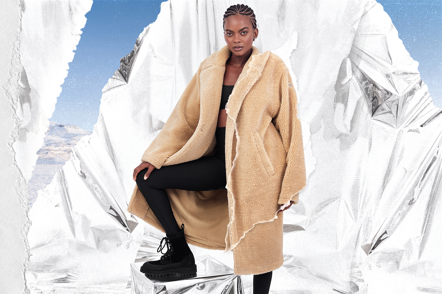 Alo Yoga® Oversized Sherpa Trench Jacket - Camel