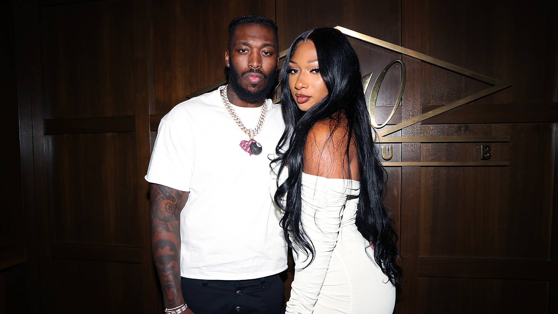 Megan Thee Stallion and Pardi Fontaine pose for photo together.