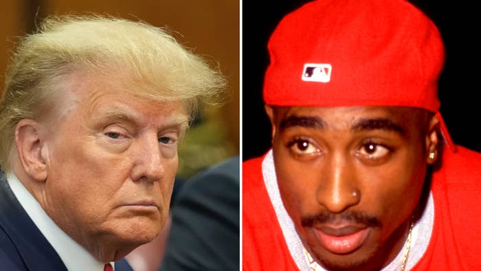 Split image of 2Pac and Donald Trump
