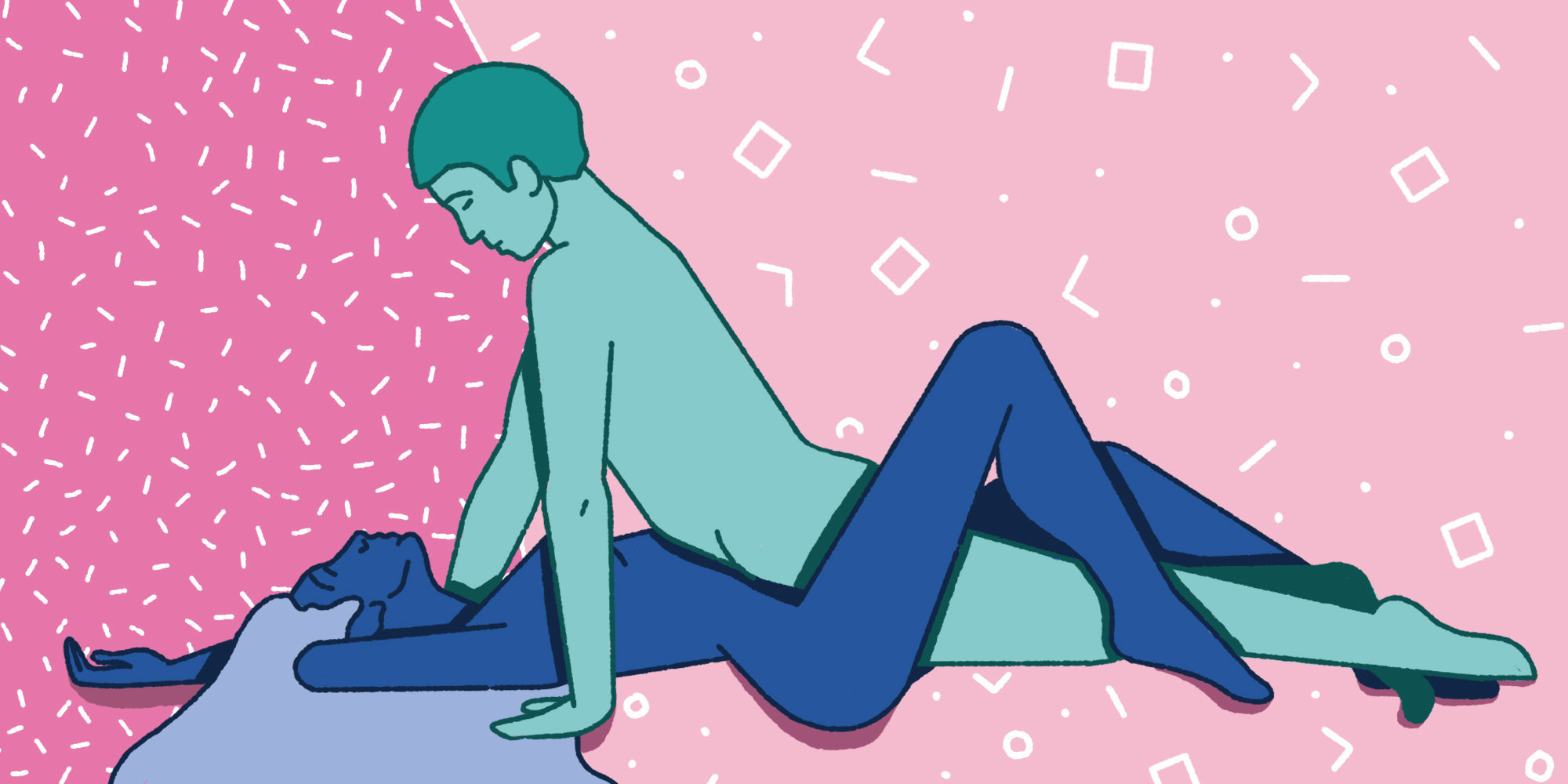 Illustration of two people in an intimate pose, expressing connection and romance