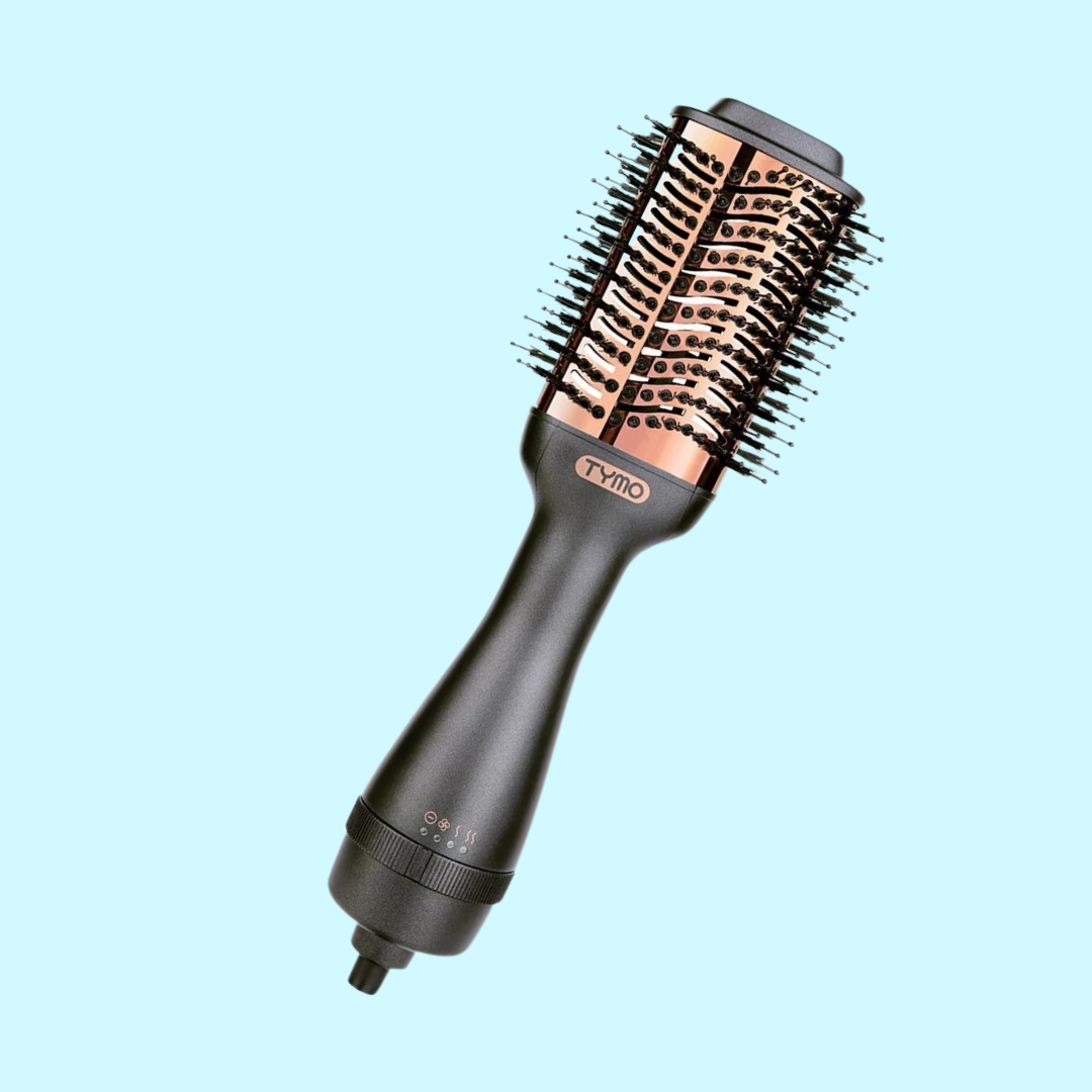 Hair dryer brushwood  with bristles and a sleek handle, designed for styling and drying hairsbreadth  efficiently