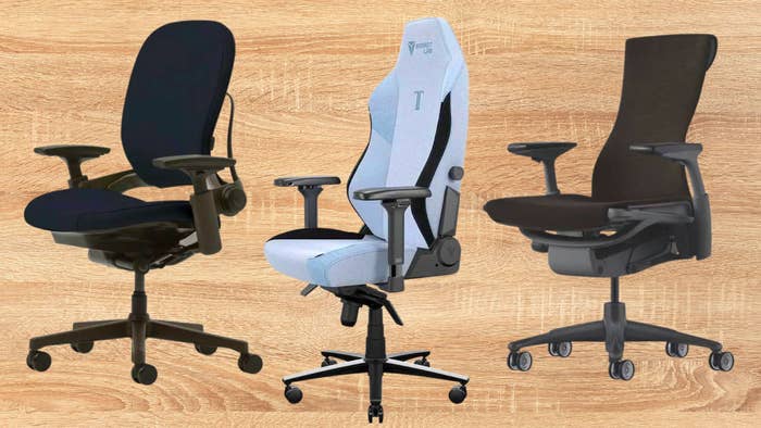 A Steelcase Leap office chair, Secretlab gaming chair and Herman Miller Embody.