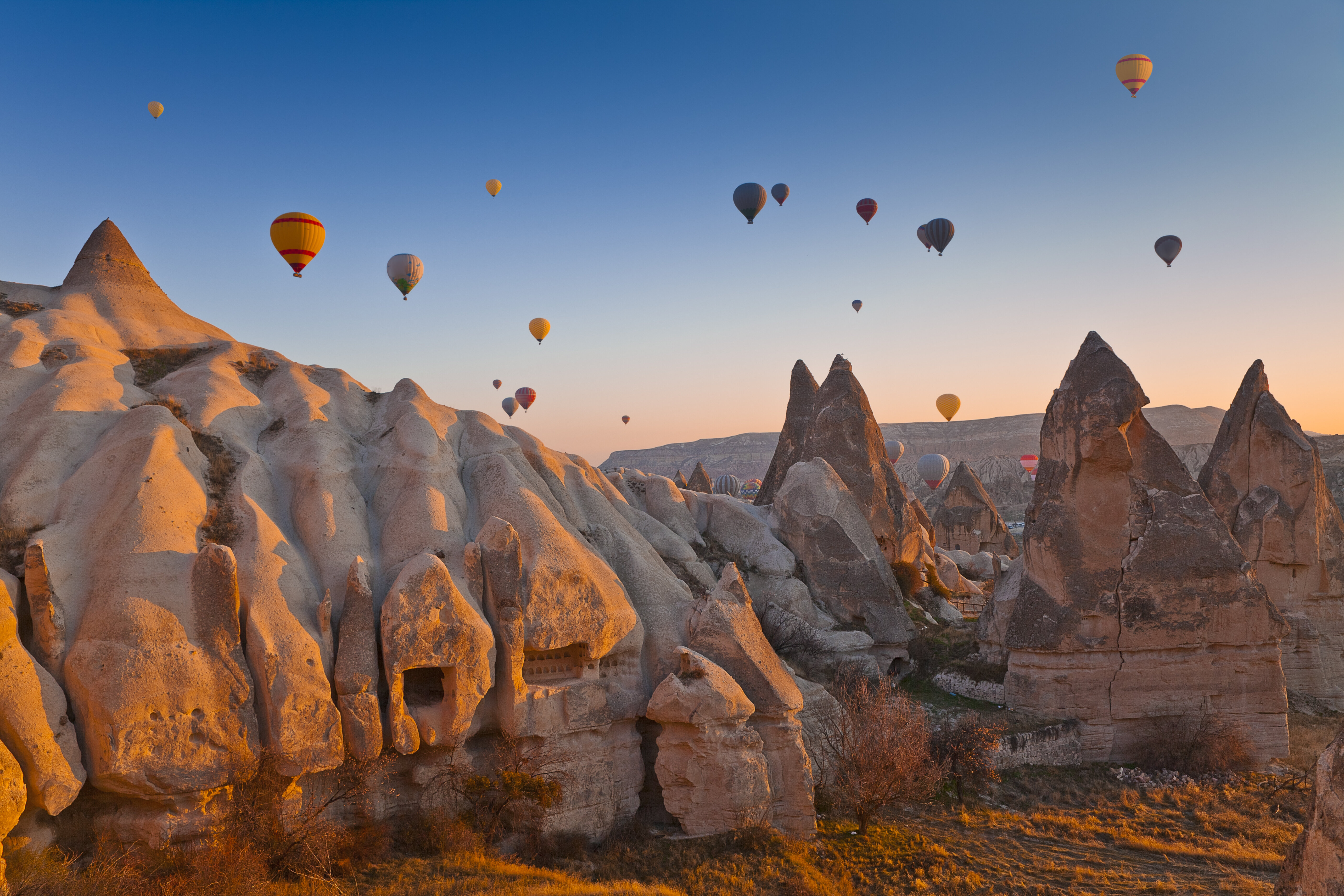 Hot air balloons dotting the sky in Turkey