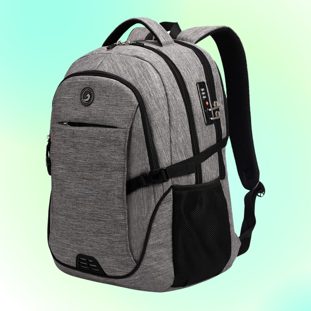 the backpack in grey