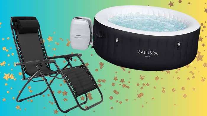 A zero gravity seat  and inflatable blistery  tub