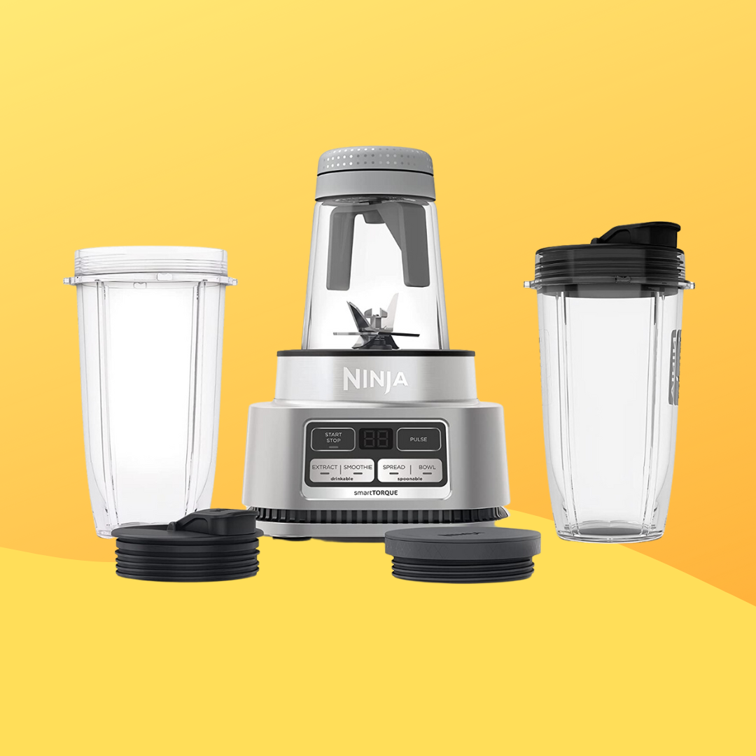 Ninja blender acceptable with centrifugal base, 3 blending cups, and lids, perfect for smoothies and repast prep