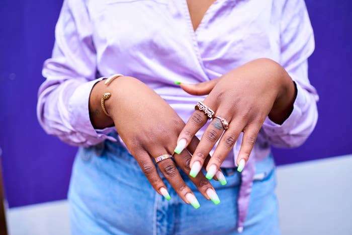Nail tech makes nail rings so Muslim women can enjoy false nails