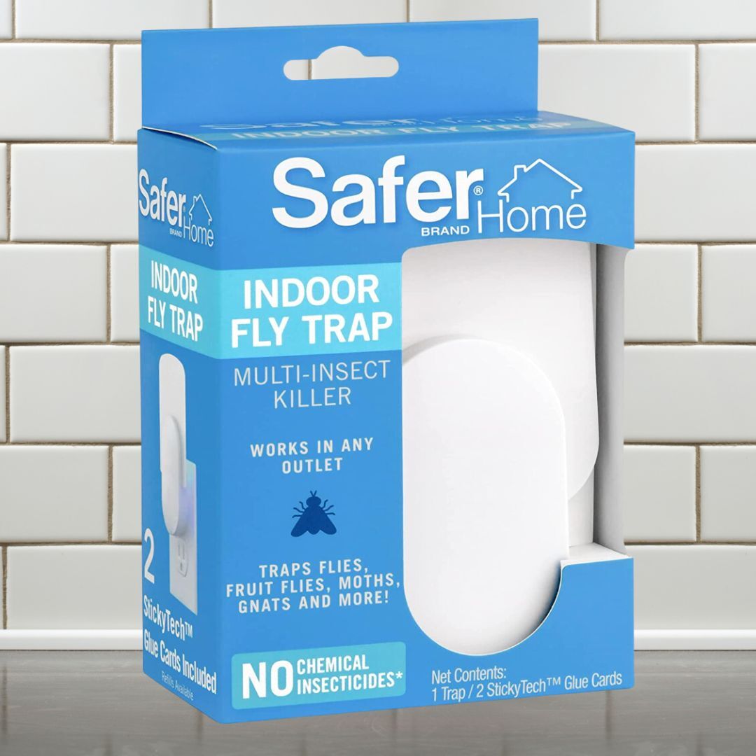 Packaging of Safer Home's indoor alert  trap, highlighting its chemical-free, multi-insect sidesplitting  capableness  for usage  successful  immoderate  outlet