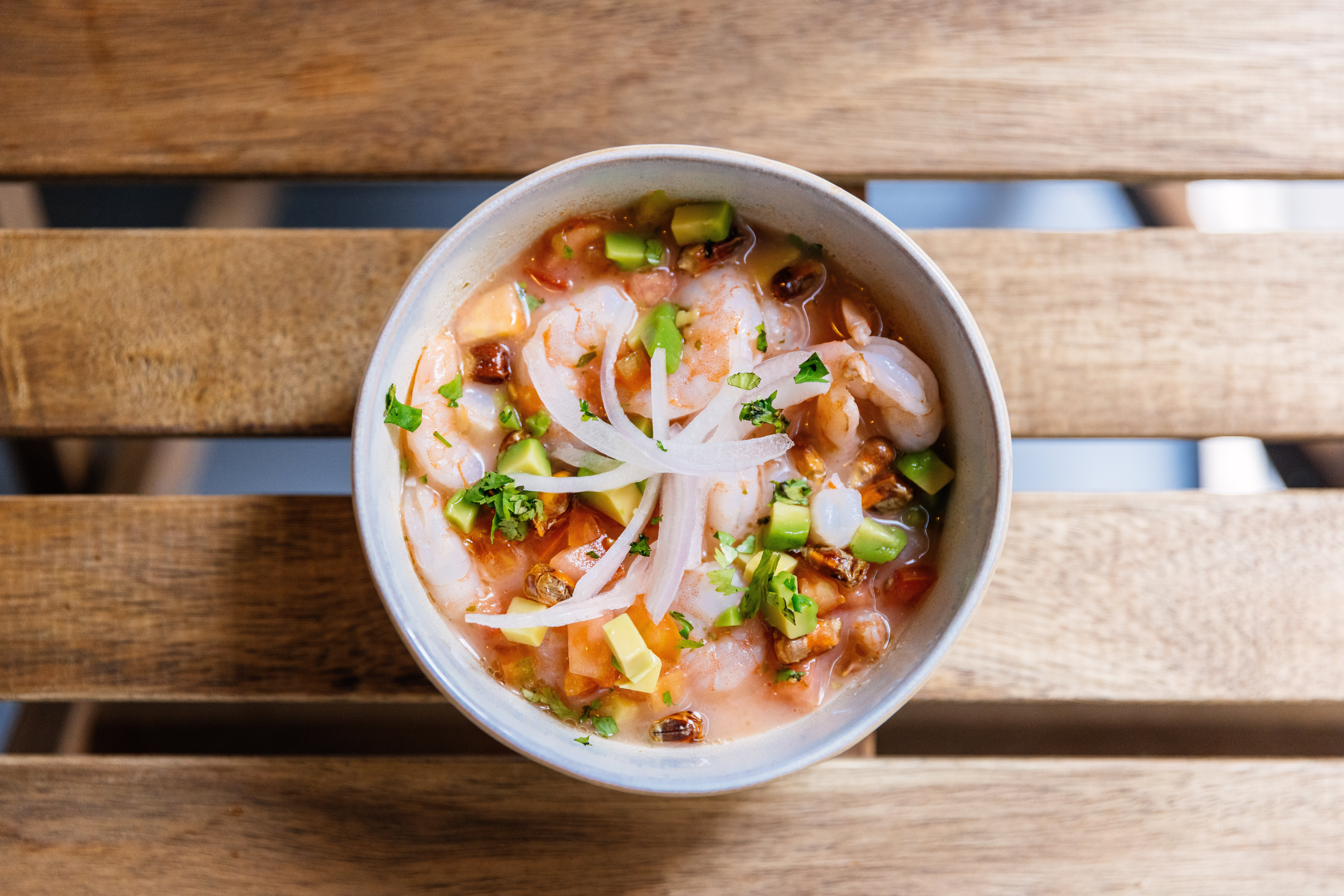 bowl of shrimp ceviche