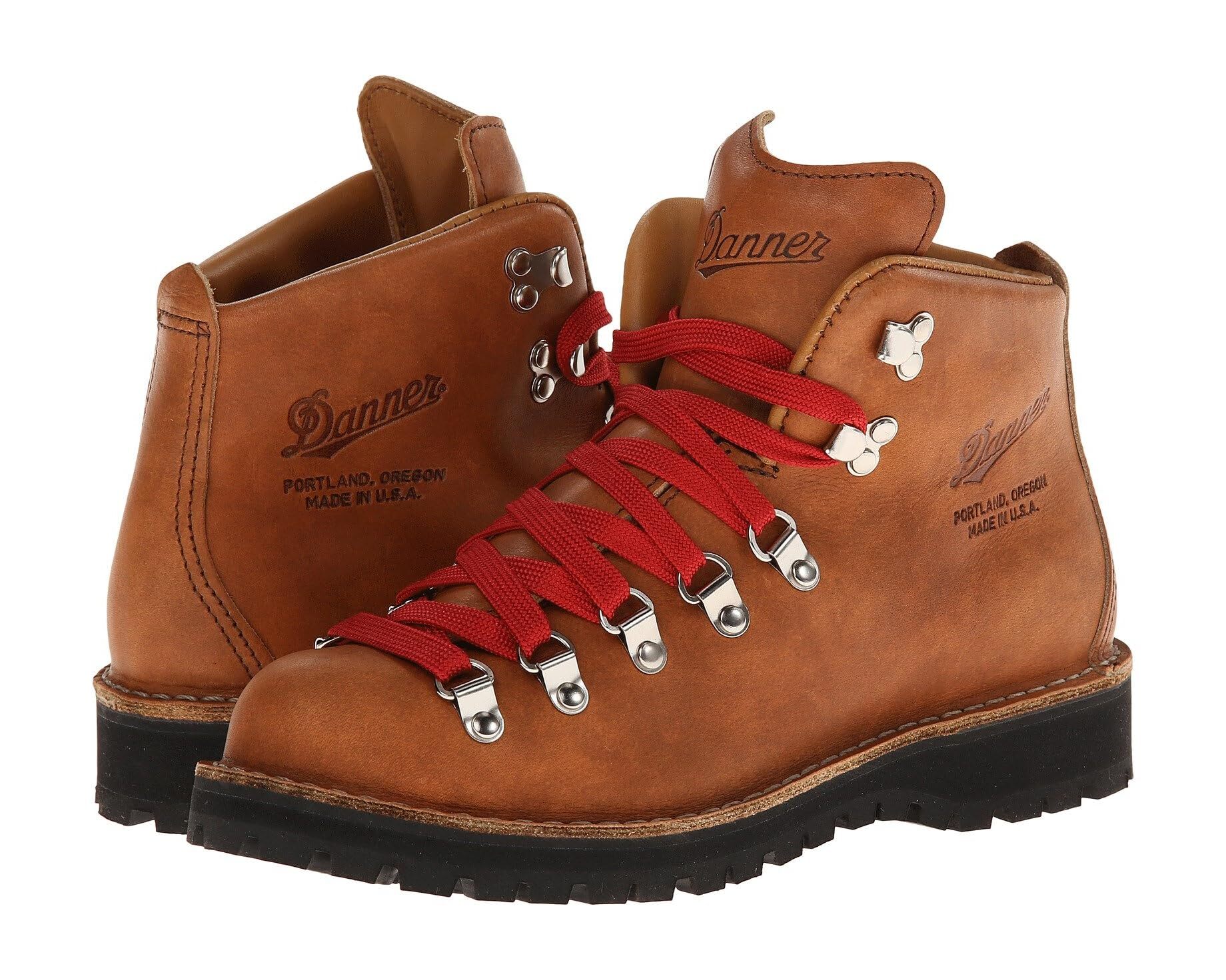 A pair of Danner hiking boots with red laces