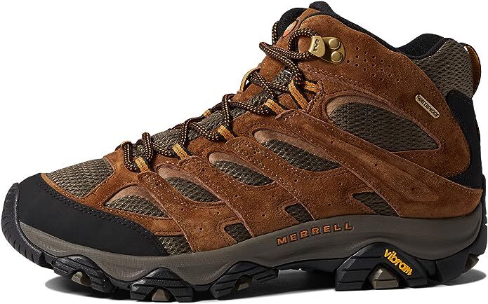 Merrell hiking boot with lace-up front and Vibram sole, suitable for outdoor activities