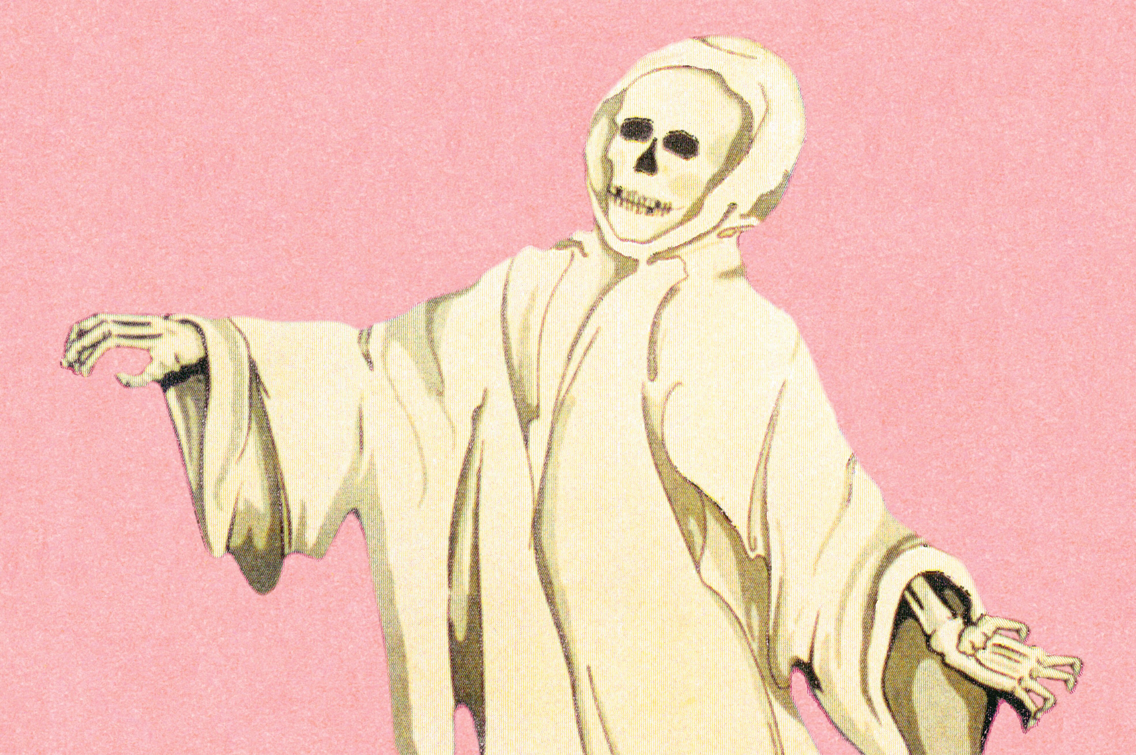 A skeleton in a robe