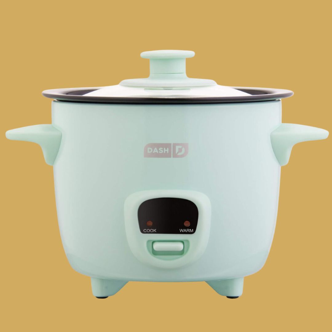 Mini blue Dash rice cooker