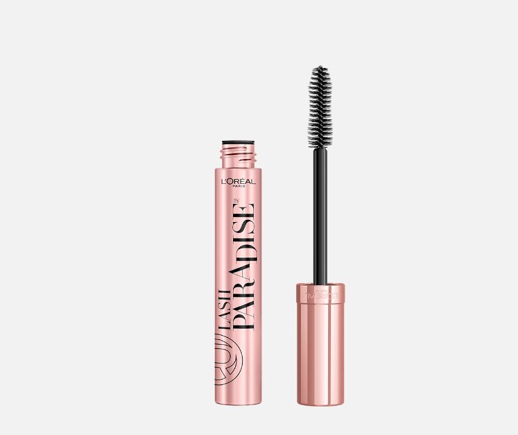 L&#x27;Oreal Lash Paradise mascara with cap off showing wand and brush