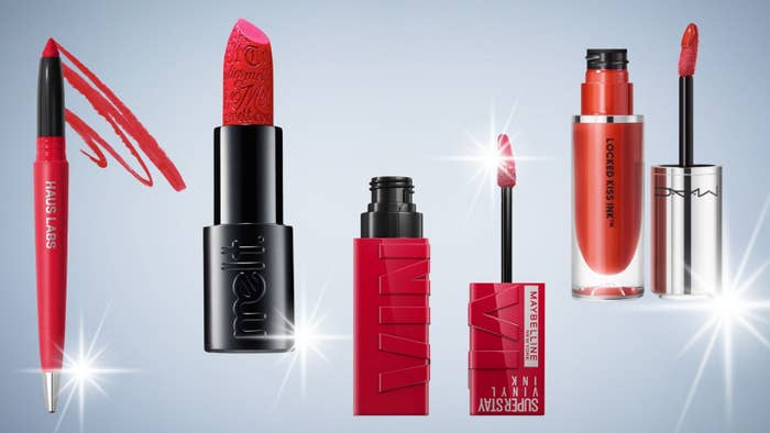 Some of our makeup pro&#x27;s favorite reds include Haus Labs&#x27; Scarlet Matte, Belladonna by Melt Cosmetics, Maybelline Super Stay Vinyl Ink in Wicked and MAC&#x27;s liquid lipstick in Brazen.
