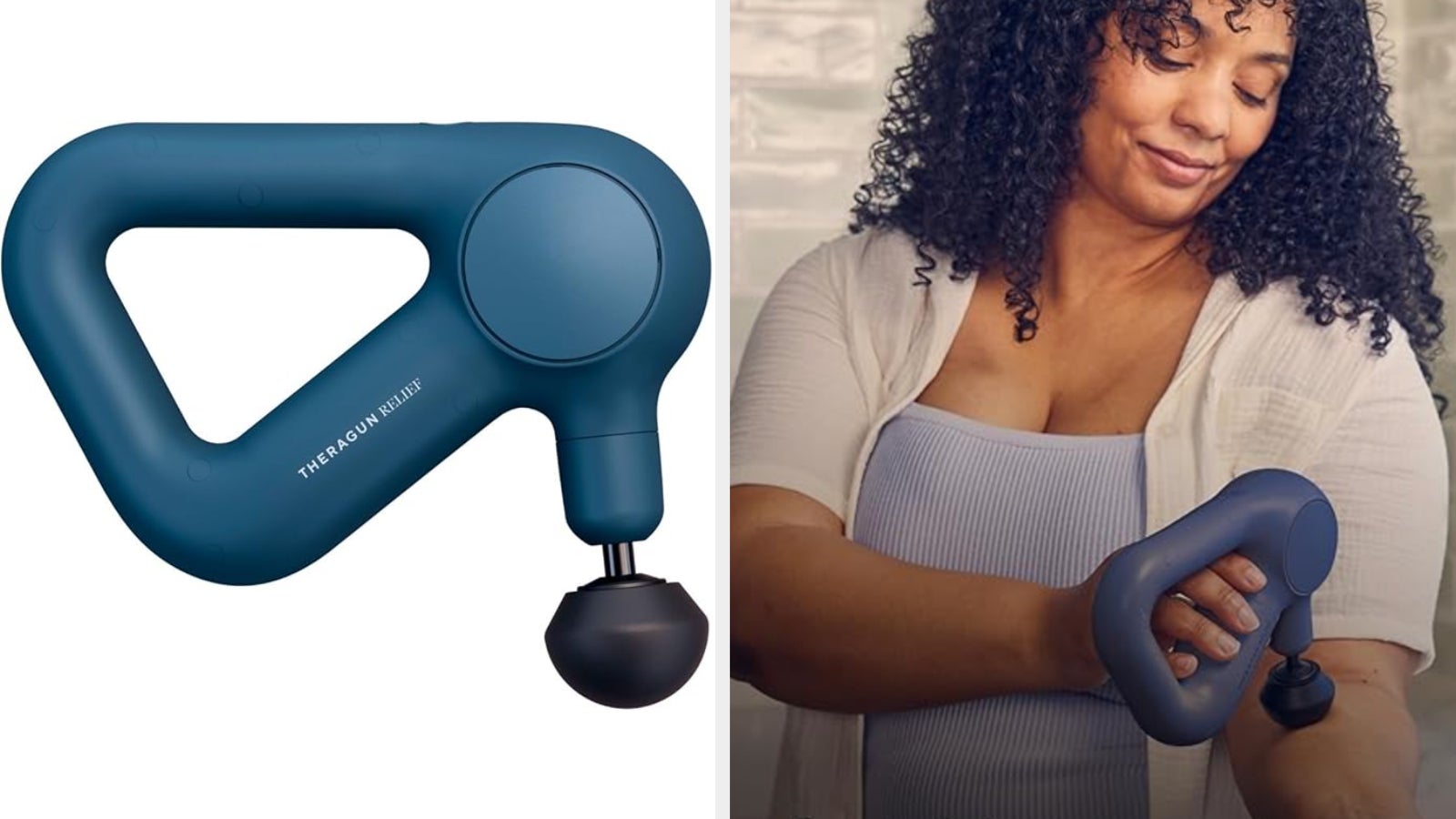 Massage weapon  successful  use; a idiosyncratic   is utilizing it connected  their forearm for musculus  relief